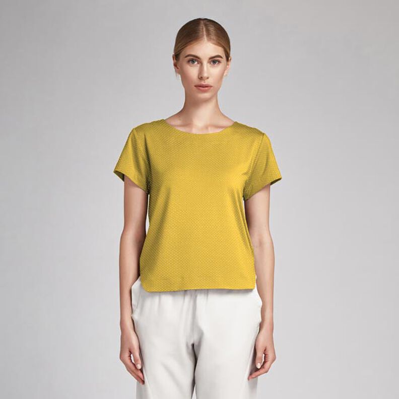 Popelina de algodão pintas pequenas – mostarda/branco,  image number 7