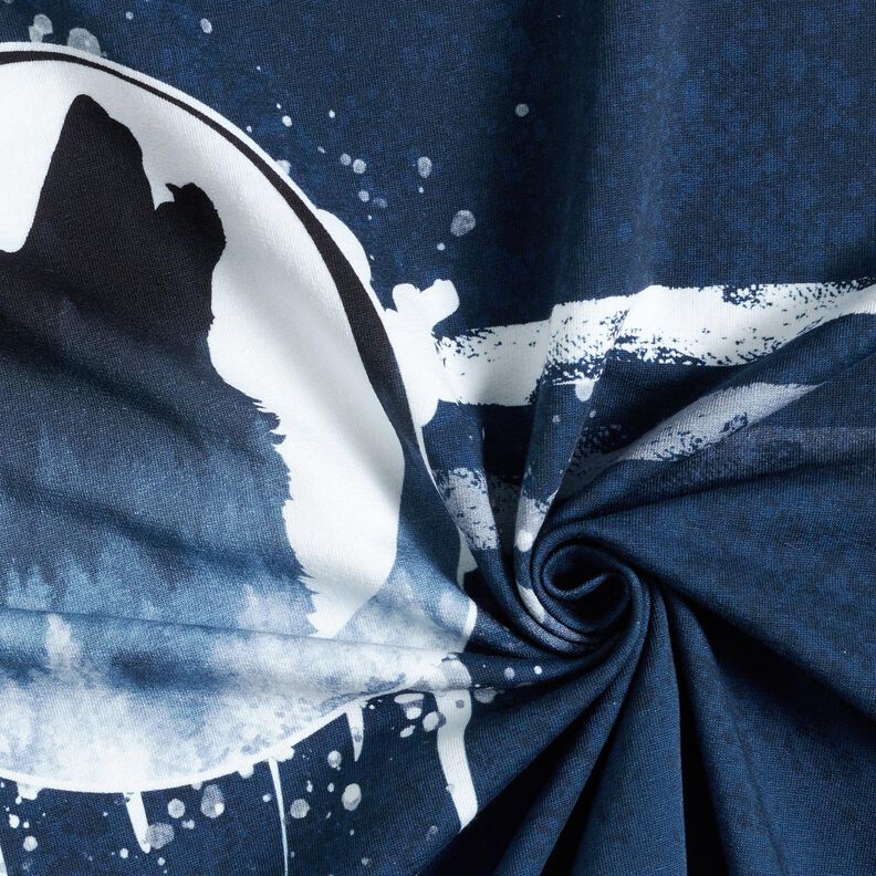 French Terry Barra Lobo místico | Glitzerpüppi – azul-marinho/branco,  image number 3