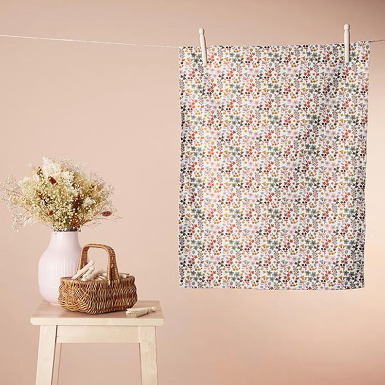 Tecido de algodão Cretone Flores delicadas – laranja/branco,  image number 7