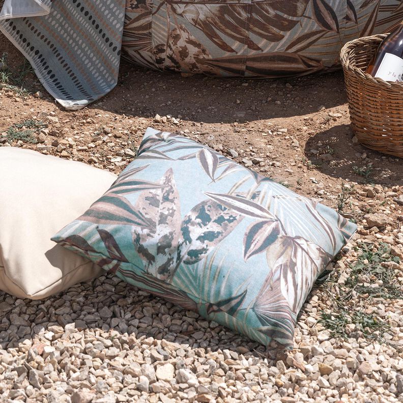 Tecido para exteriores Lona Folhas grandes – natural/terracota,  image number 9