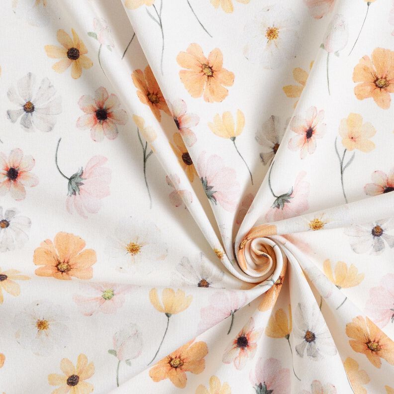 GOTS Jersey de algodão Prado de flores Impressão Digital – bege,  image number 3