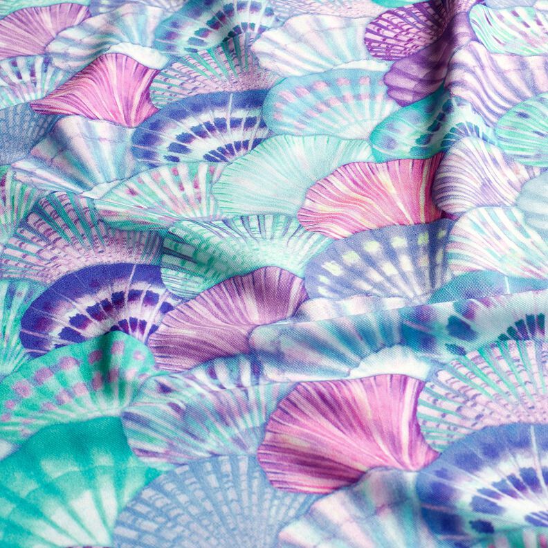 Tecido para fatos de banho UPF50 Conchas – azul marinho/azul violeta,  image number 2