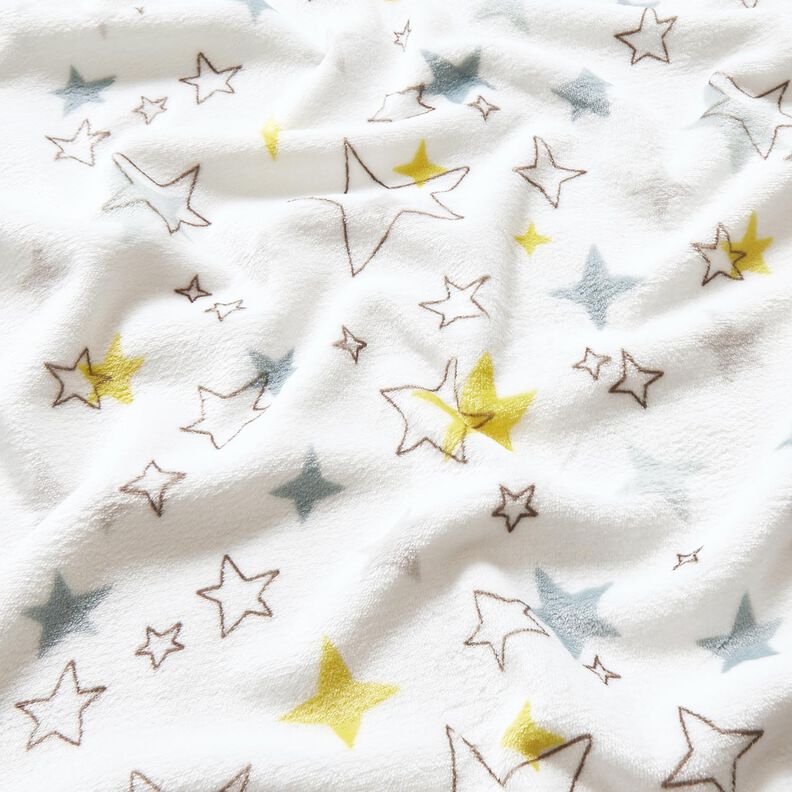 Tecido polar fofinho Estrelas coloridas – marfim/amarelo-sol,  image number 2