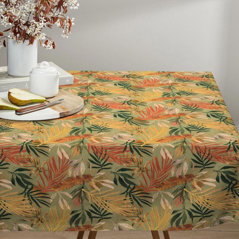 Tecido para decoração Meio linho Panamá Folhas de palmeira digitais – caqui-claro,  image number 7