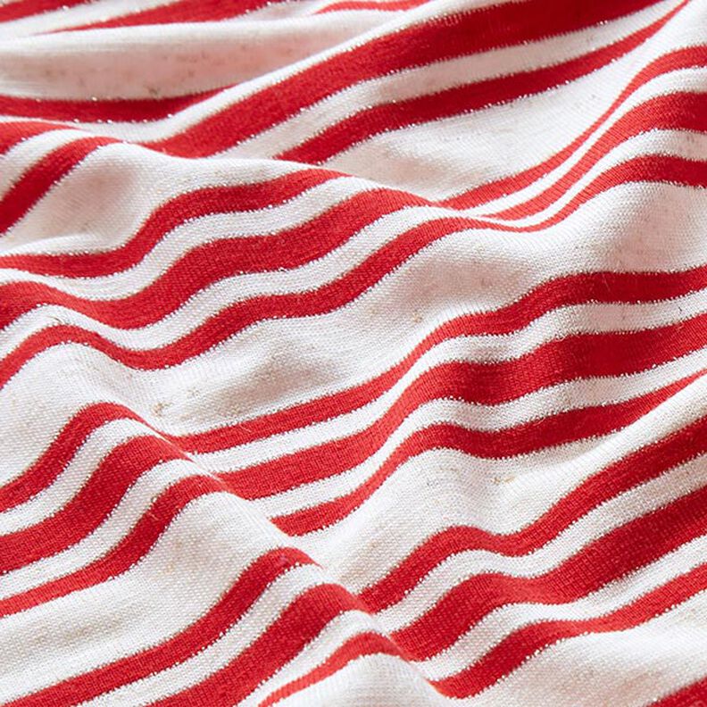 Jersey de viscose Riscas brilhantes irregulares – branco sujo/vermelho,  image number 2