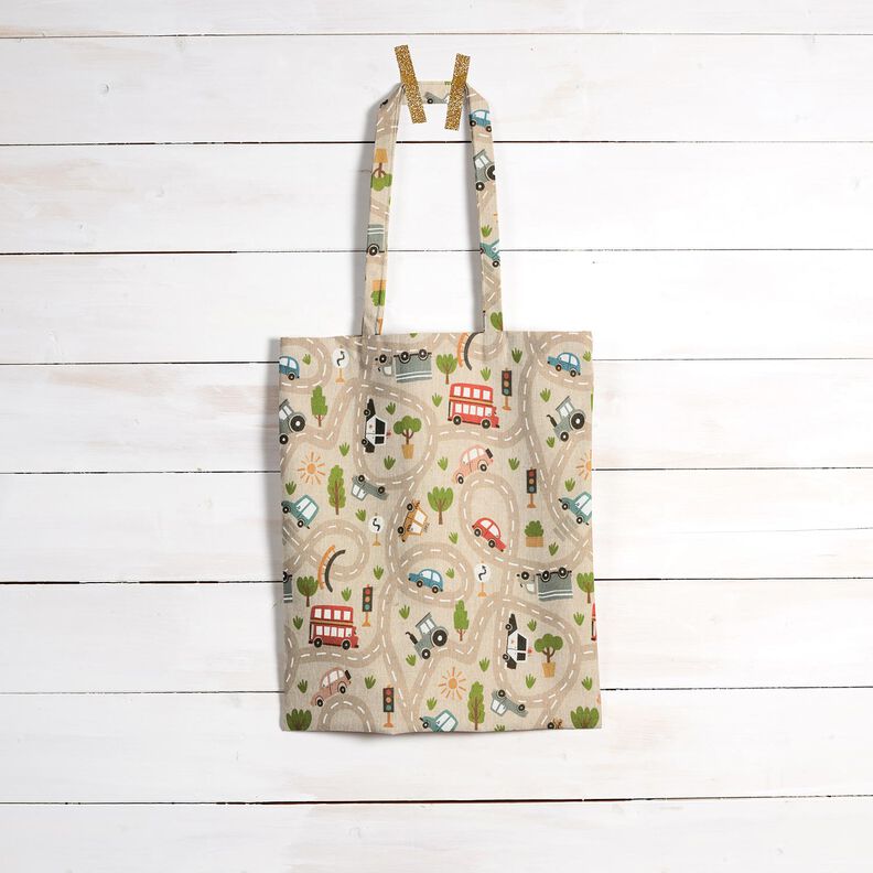 Tecido para decoração Meio linho Panamá Rua para brincar – natural/oliva claro,  image number 7