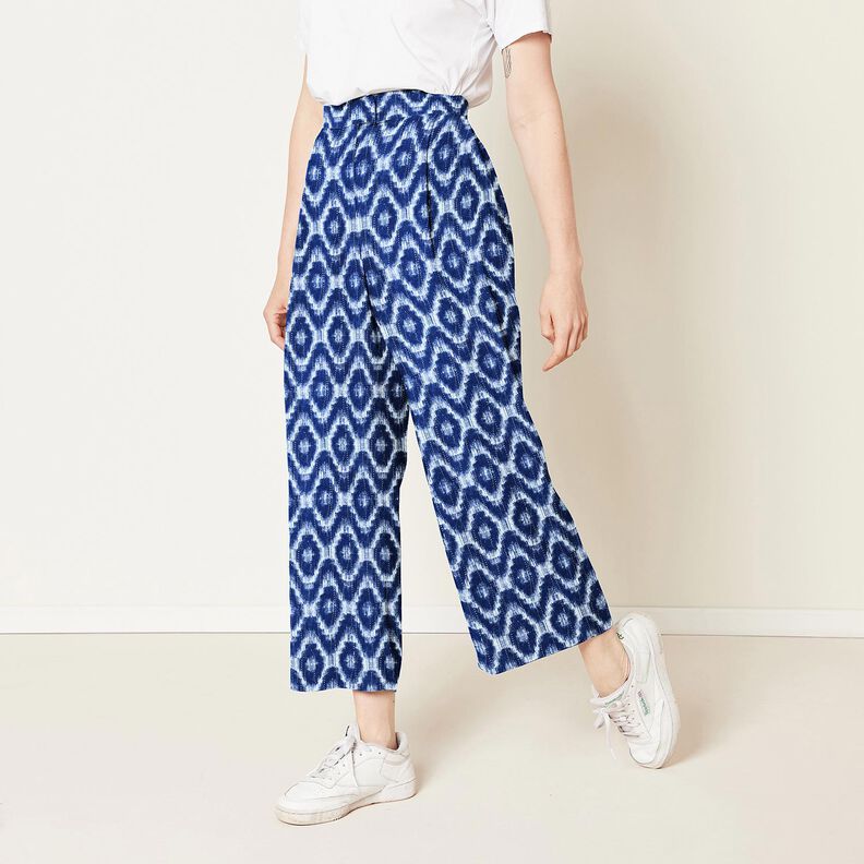 Popelina de algod&atilde;o Losangos e gotas brilhantes &ndash; &iacute;ndigo/branco,  image number 5