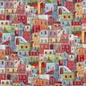 Tecido para decoração Gobelina Pequena cidade colorida – carmin/azul,  thumbnail number 1