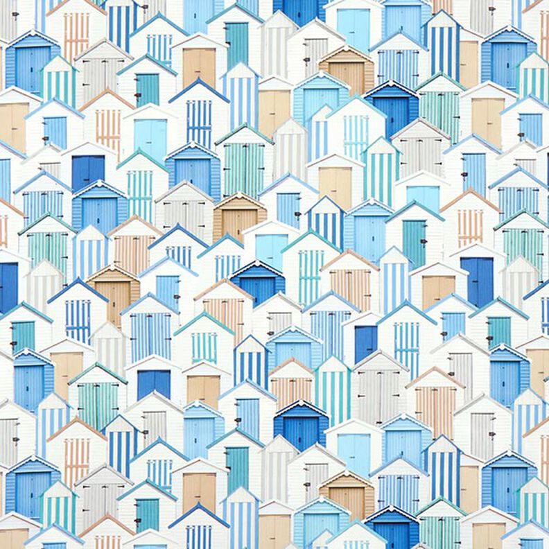 Tecido para exteriores Lona Casas de praia – azul/branco,  image number 1