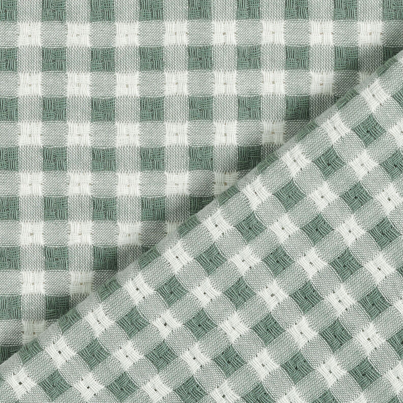 Tecido de algodão Textura xadrez – branco/verde amarelado,  image number 5