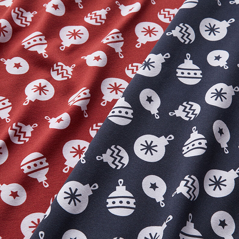 Jersey de algodão Bolas de Árvore de Natal – carmin,  image number 5