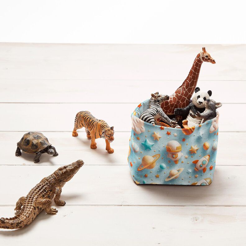 Popelina de algodão Espaço Impressão Digital – azul claro,  image number 5