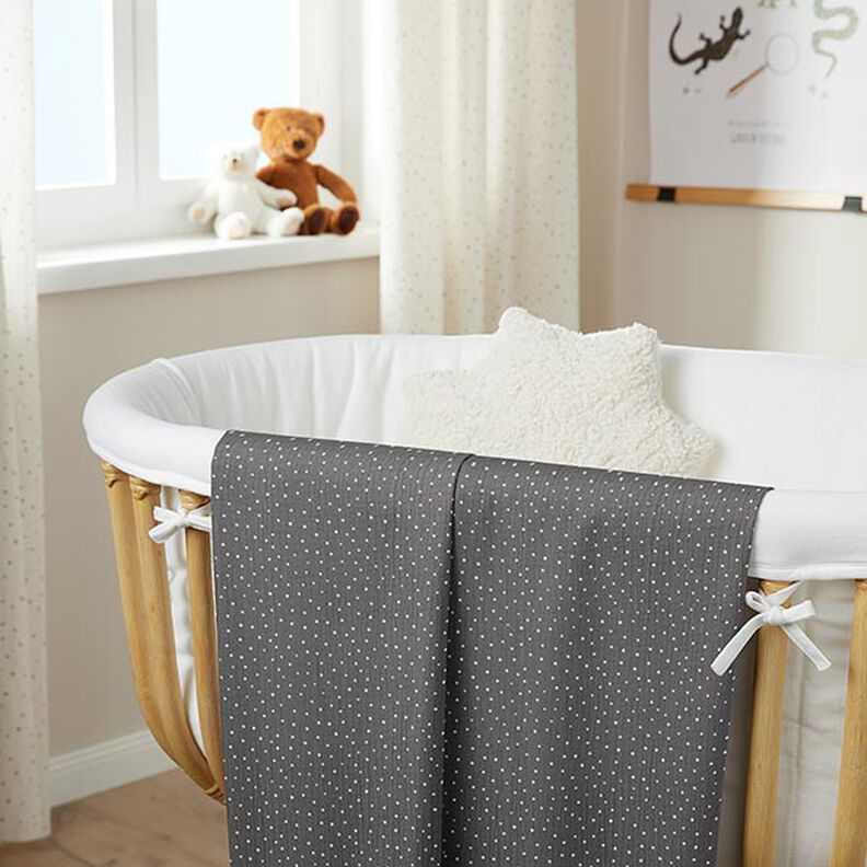 Musselina/ Tecido plissado duplo Pintinhas &ndash; cinza ard&oacute;sia/branco,  image number 7