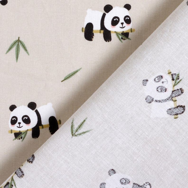 Tecido de algodão Cretone Urso panda fofo – natural,  image number 4