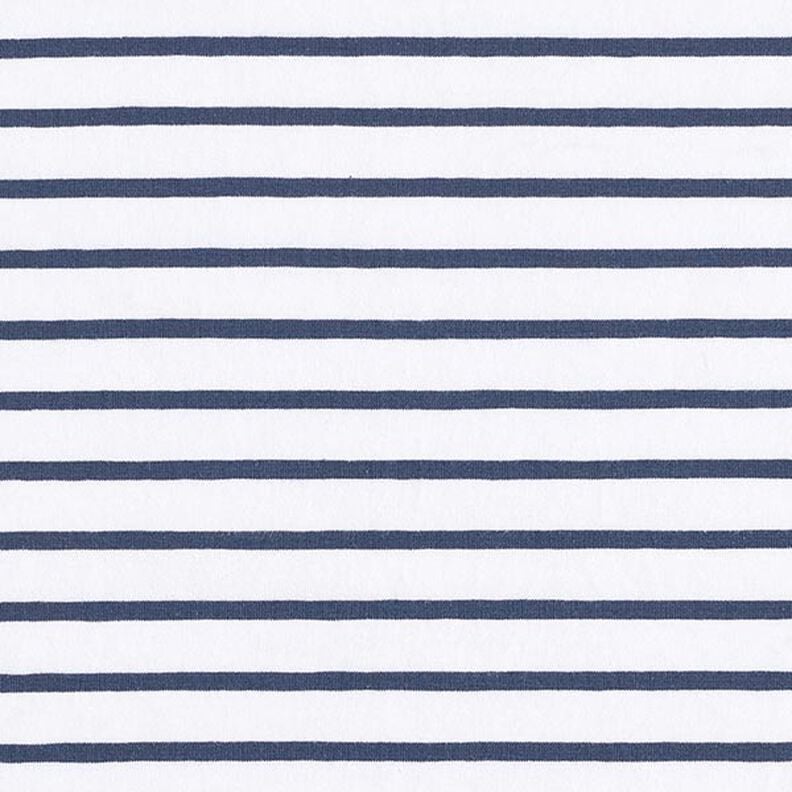 Jersey de algodão Riscas estreitas e largas – branco/azul-marinho,  image number 1
