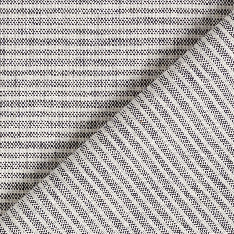 Tecido para decoração Meio linho Panamá Riscas discretas – natural/azul-noite,  image number 4