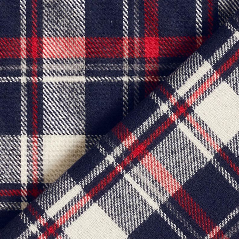Flanela de algodão Xadrez – preto azulado/carmin,  image number 4