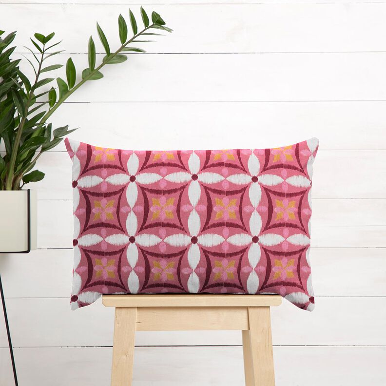 Tecido para decoração Lona Look bordado grande – pink/marfim,  image number 6