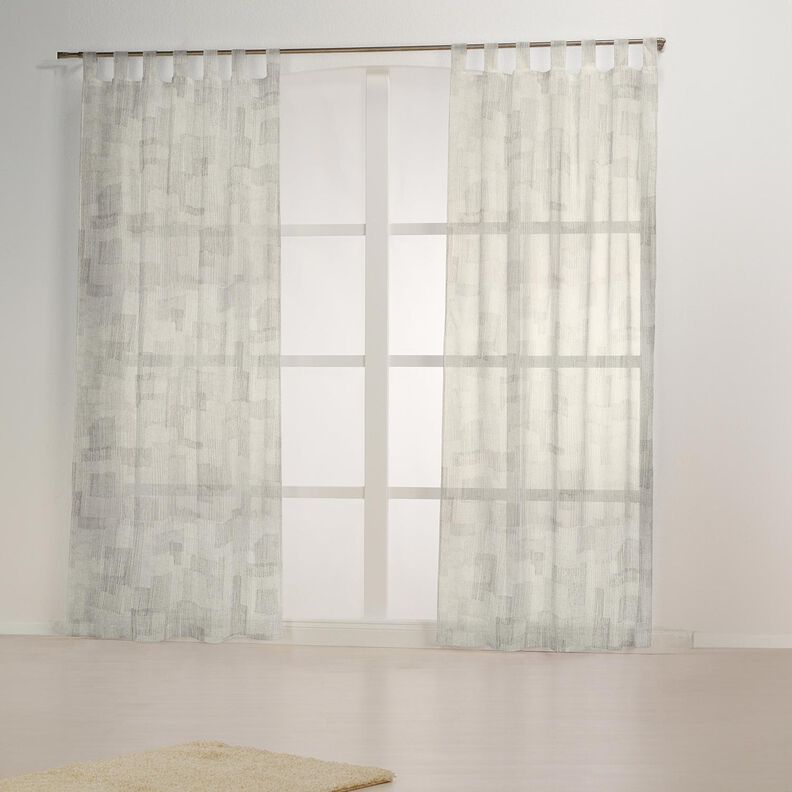 Tecido para cortinados Mix de linho Riscas irregulares  – cinzento/natural,  image number 6