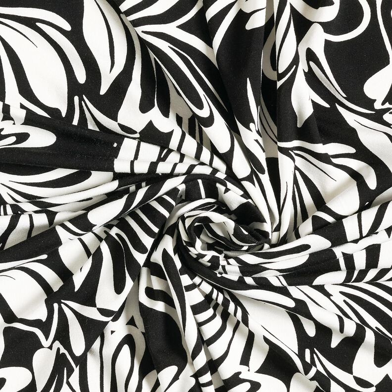 Jersey de viscose Flores abstratas – preto/marfim,  image number 3