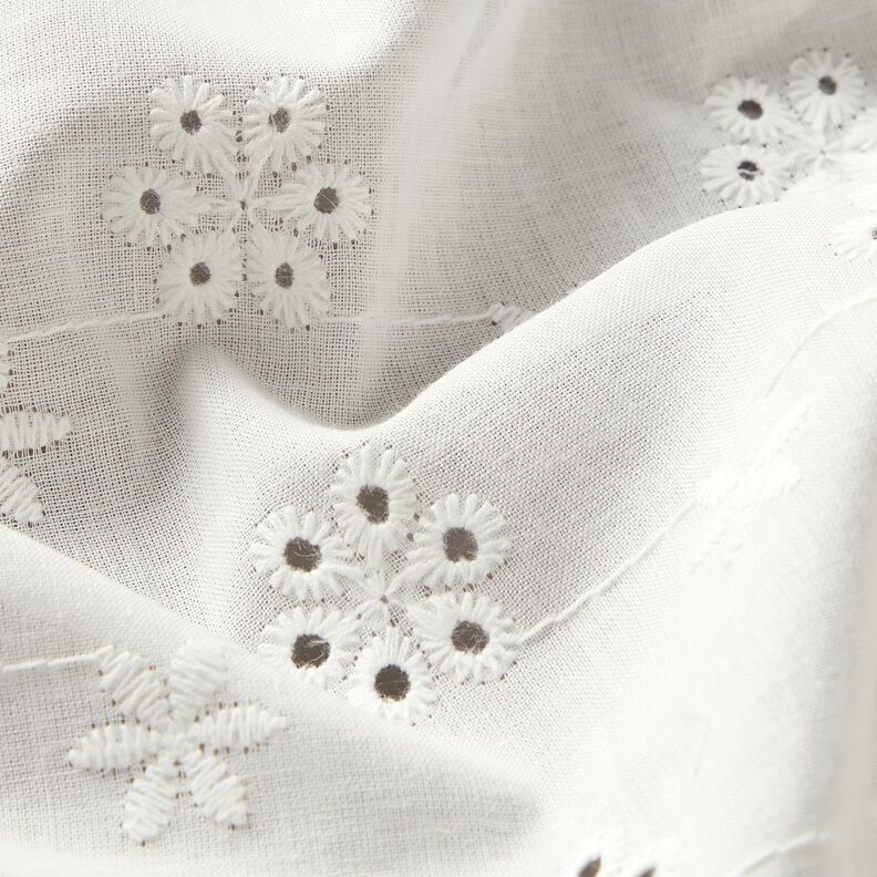 Tecido de algodão Bordado inglês Flores pequenas – branco,  image number 2