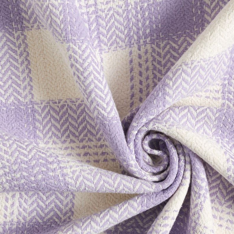 Tecido para sobretudos Mistura de algodão xadrez – lilás/marfim,  image number 3