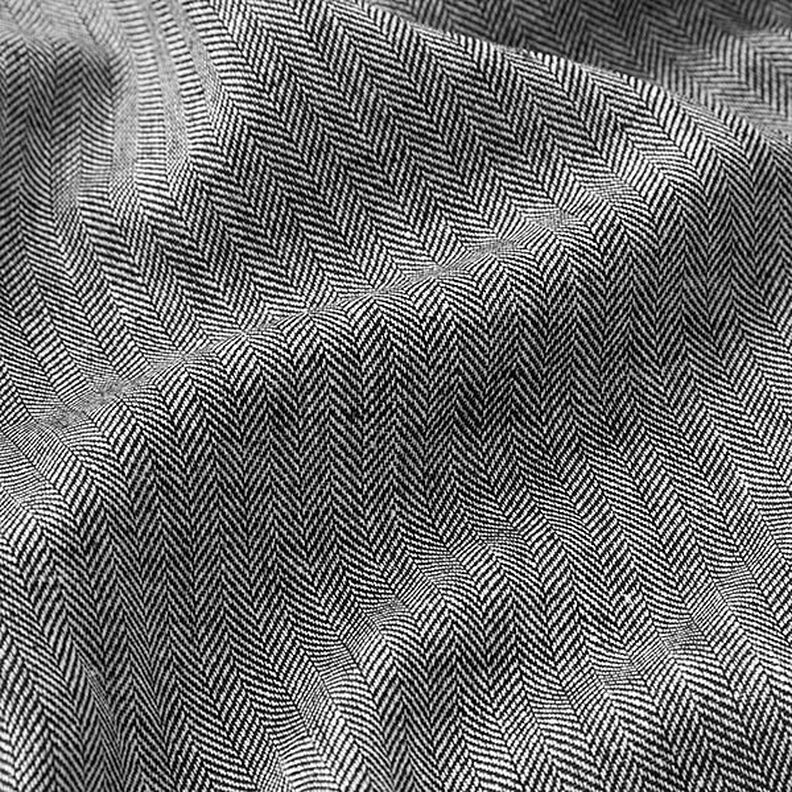 Mistura de linho e algodão Espinha de peixe – preto,  image number 2