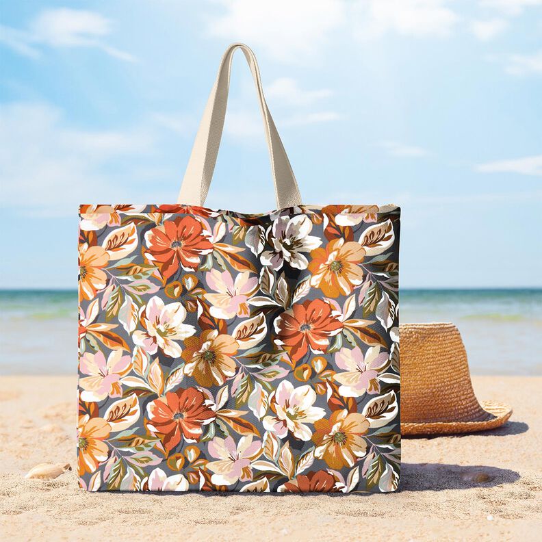 Algod&atilde;o revestido Flores elegantes &ndash; cinza ard&oacute;sia/ros&eacute;,  image number 5