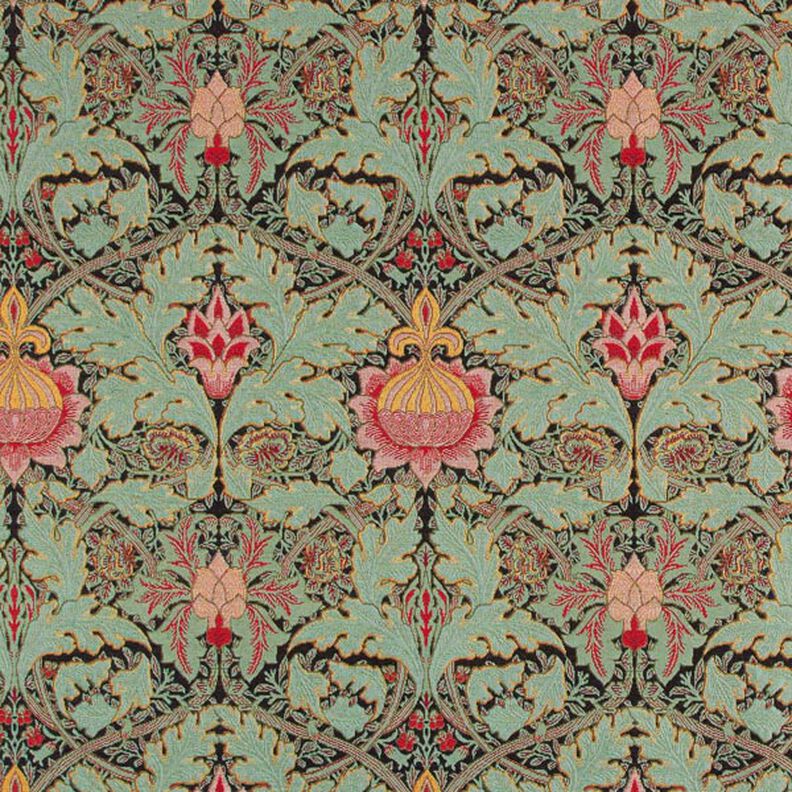 Tecido para decoração Gobelina ornamento floral grande – verde escuro/verde claro,  image number 1