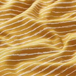 Jersey de algodão Riscas rabisco – mostarda, 