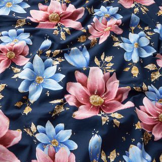 Jersey de algodão Dreamflowers | Glitzerpüppi – azul-marinho, 
