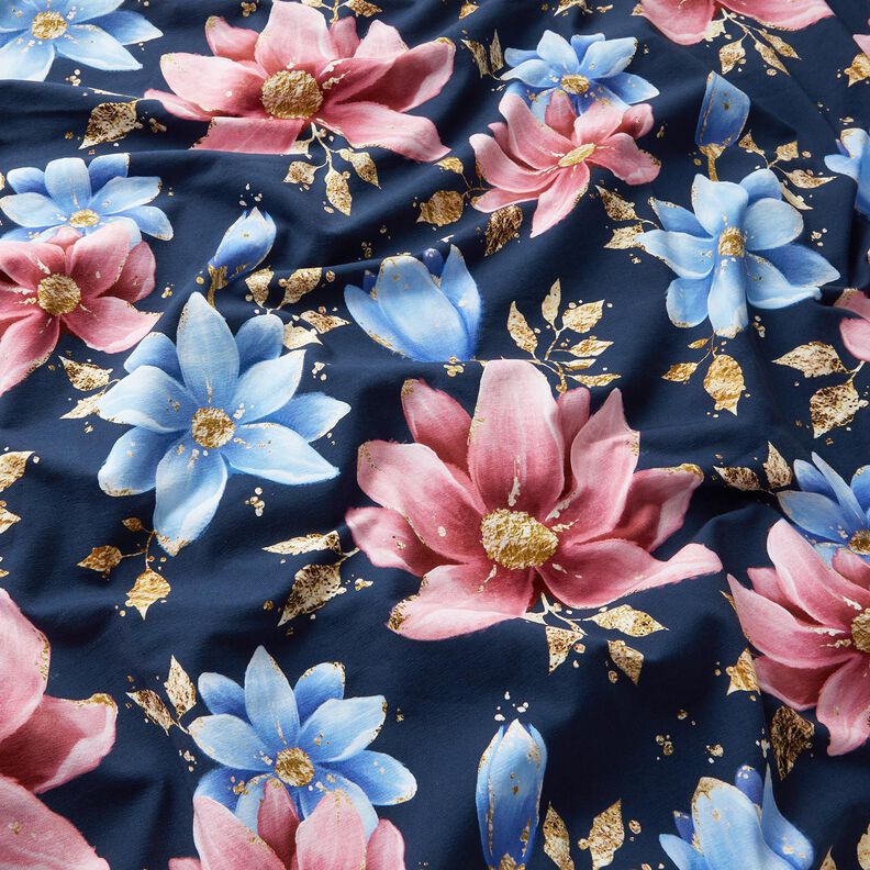 Jersey de algodão Dreamflowers | Glitzerpüppi – azul-marinho,  image number 1