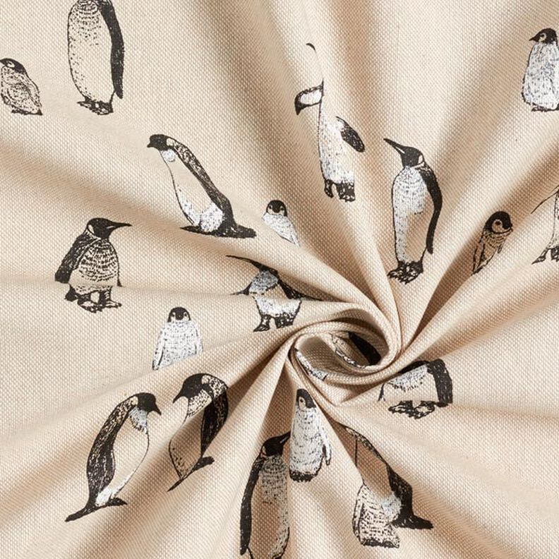 Tecido para decoração Meio linho Panamá Pinguins – natural,  image number 5