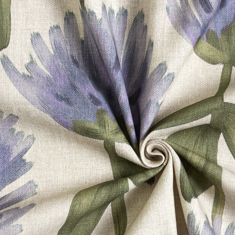 Tecido para decoração Meio linho Panamá Trevo florido – cinza claro/taupe claro,  image number 3