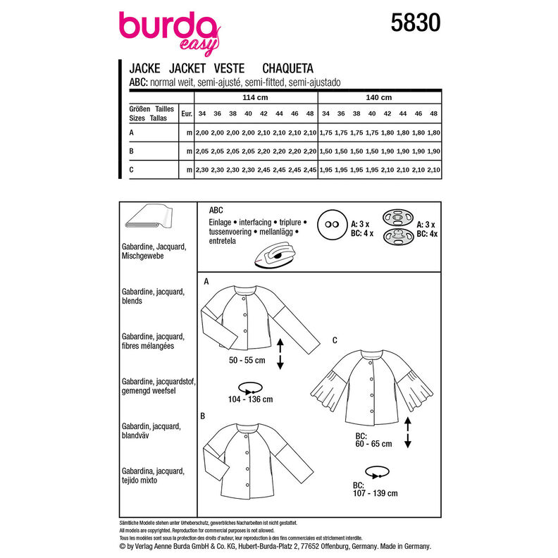 Jaqueta | Burda 5830 | 34-48,  image number 12