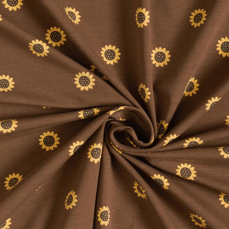 Jersey de algodão Girassóis Impressão Digital – castanho escuro/amarelo-baunilha,  image number 3