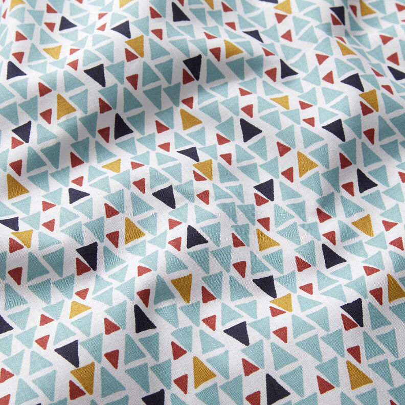 Tecido de algodão Cretone Mini triângulos – azul marinho/branco,  image number 2
