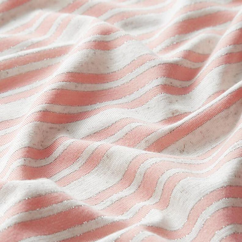 Jersey de viscose Riscas brilhantes irregulares – branco sujo/rosé,  image number 2