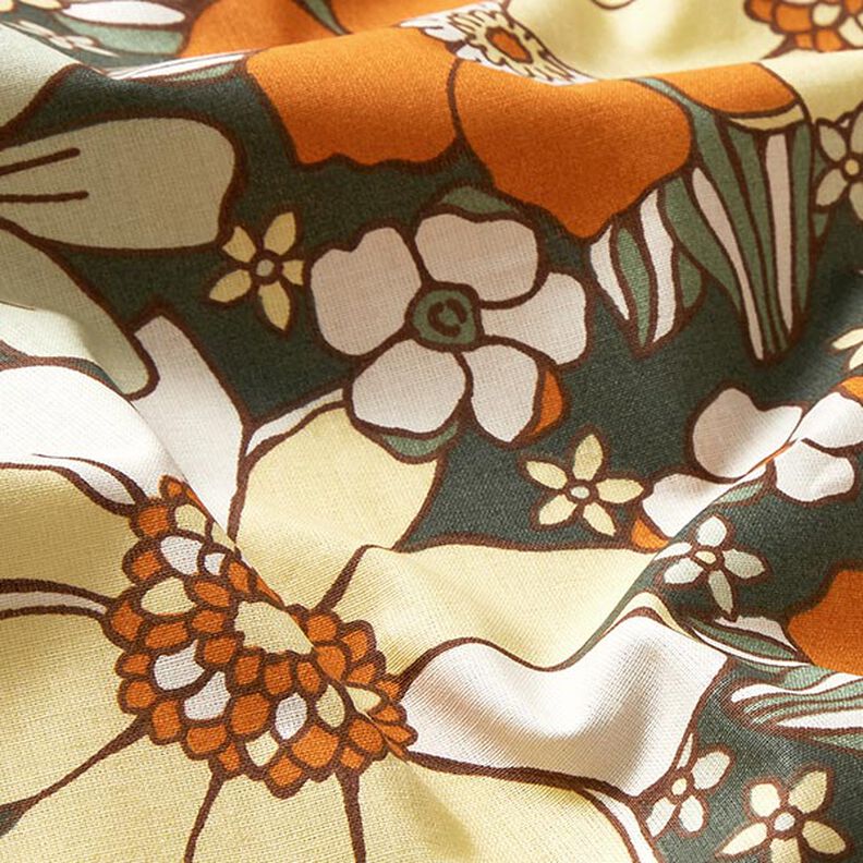 Tecido de algodão Cretone Flores retro – laranja-claro/amarelo claro,  image number 2