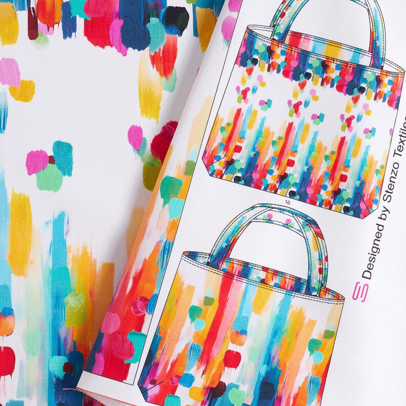 Carteiras Barra Lona Pontos de pincel coloridos &ndash; branco,  image number 2