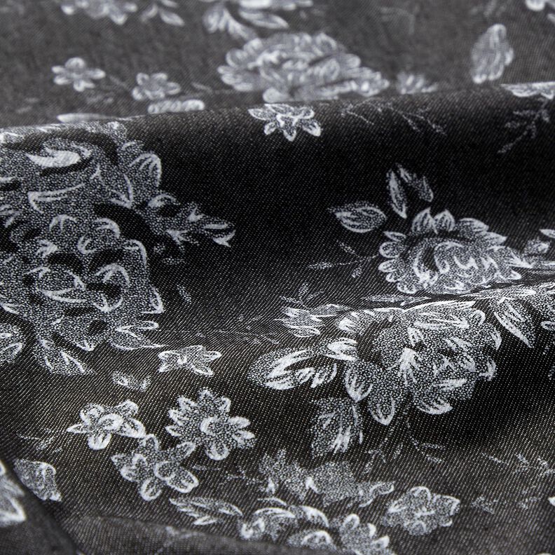 Chambray Rosas pequenas – preto/branco,  image number 2