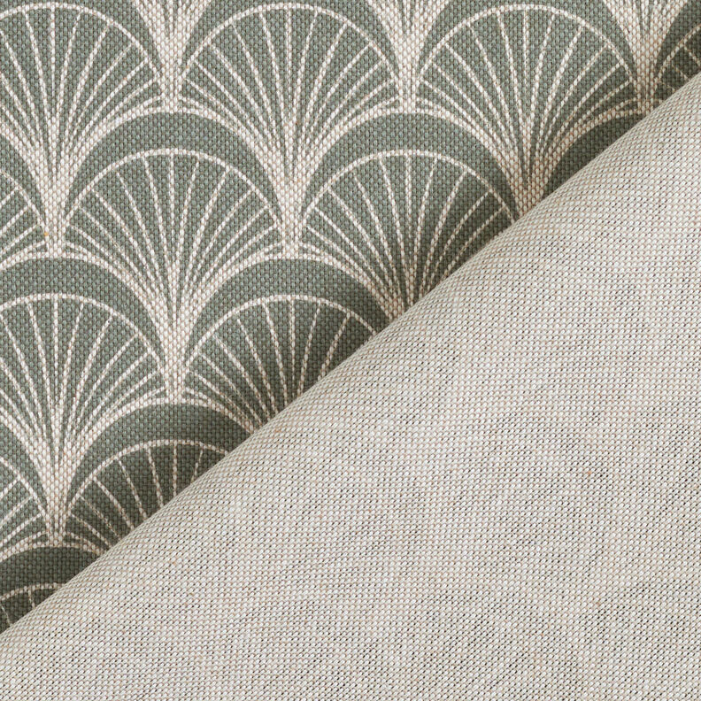 Tecido para decora&ccedil;&atilde;o Meio linho Panam&aacute; Leques em arco elegantes &ndash; natural/verde amarelado,  image number 4