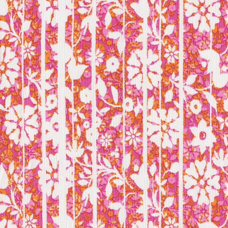 Crepe viscose Flores e galhos – laranja/pink,  image number 1
