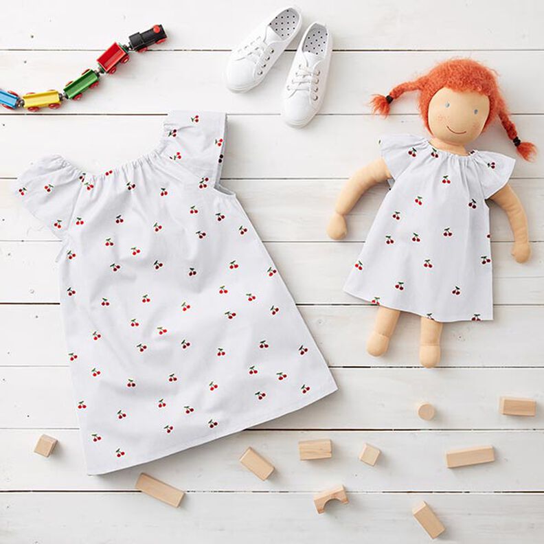 Popelina de algodão Cerejas – branco,  image number 5