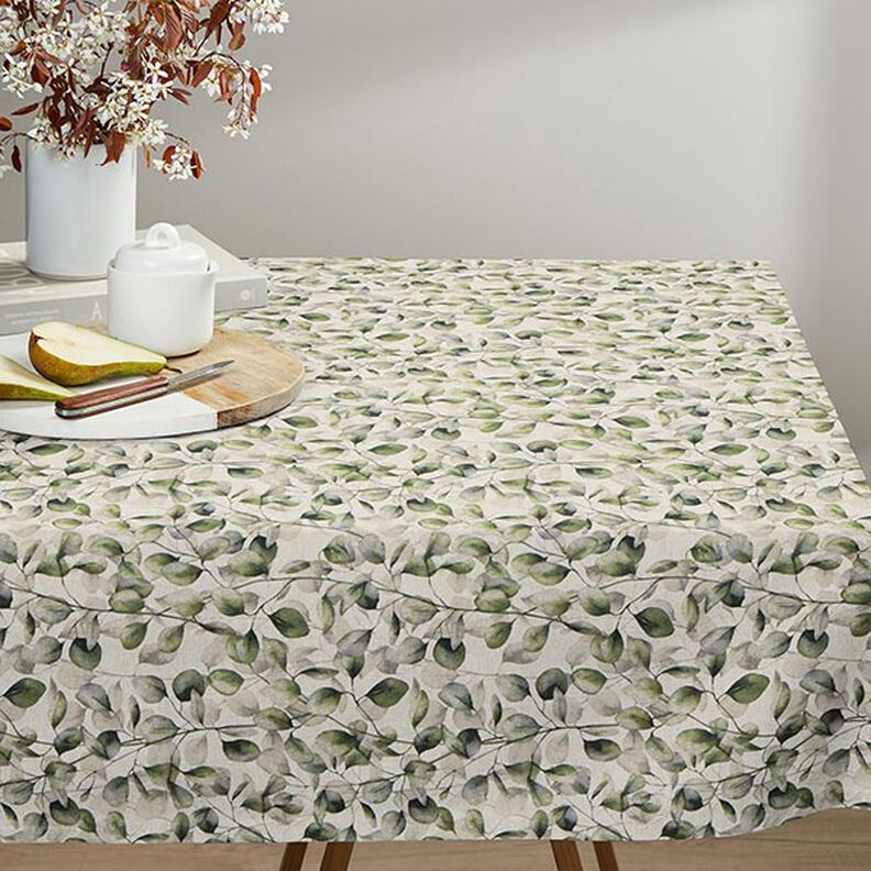 Tecido para decoração Meio linho Panamá Folhas de choupo – natural/oliva escura,  image number 8