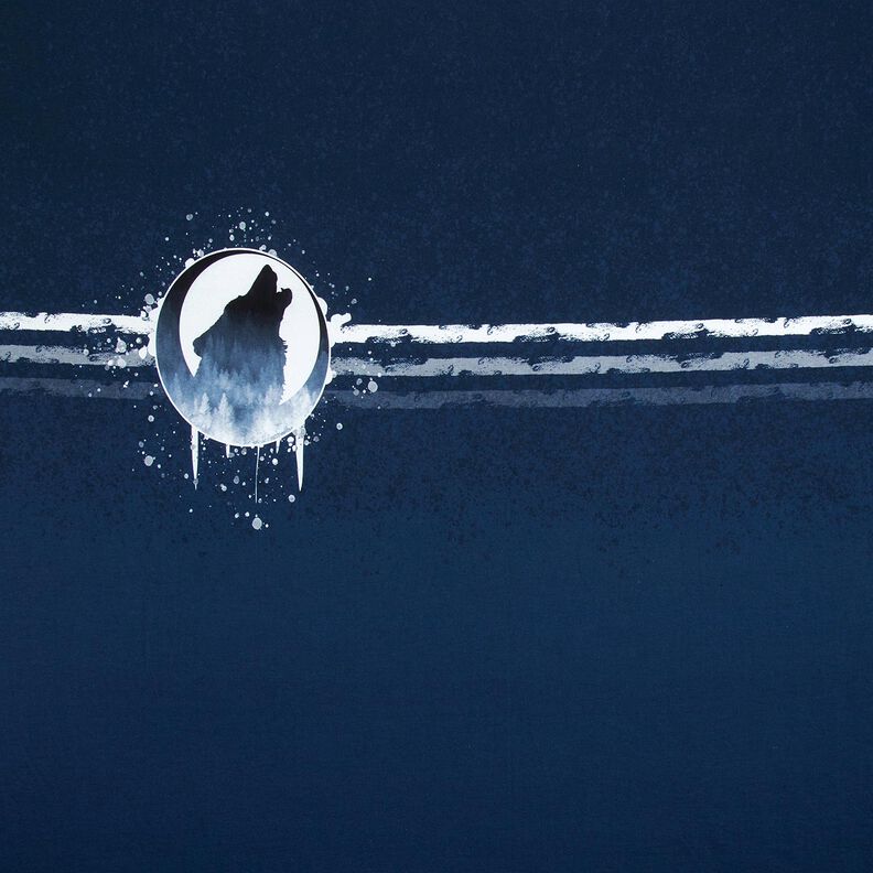 French Terry Barra Lobo místico | Glitzerpüppi – azul-marinho/branco,  image number 1