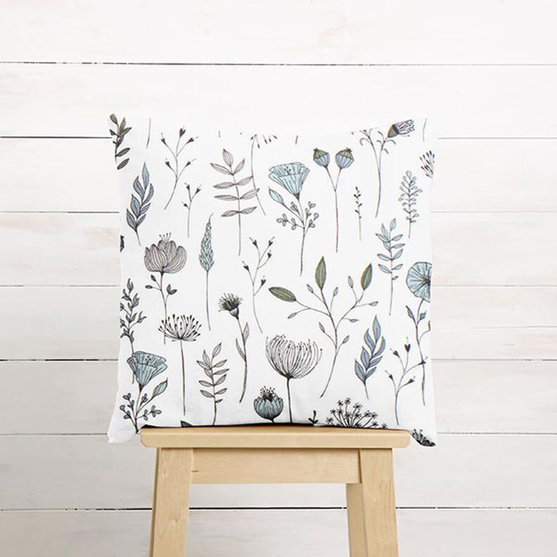 Tecido para decoração Meio linho Panamá Flor desenhada – branco sujo/preto,  image number 8