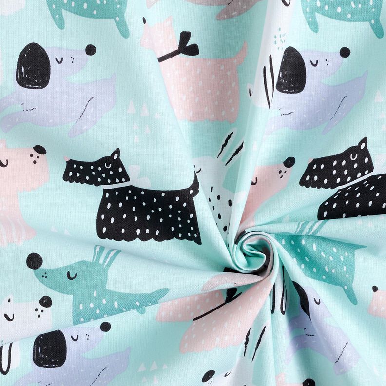 Tecido de algodão Cretone Cães abstratos – azul-celeste/rosé,  image number 3