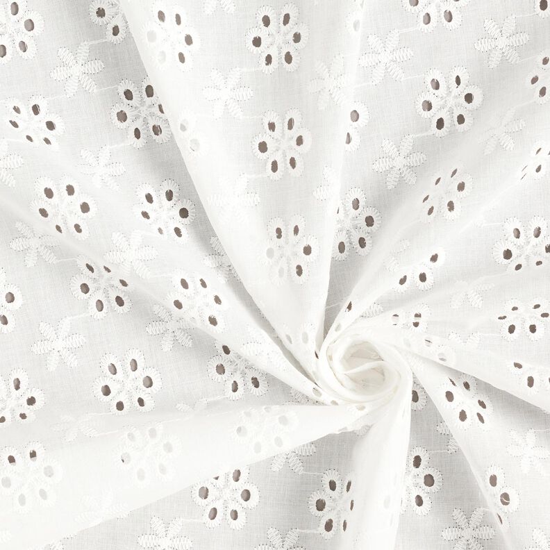 Tecido de algodão Bordado inglês Flores – branco,  image number 3