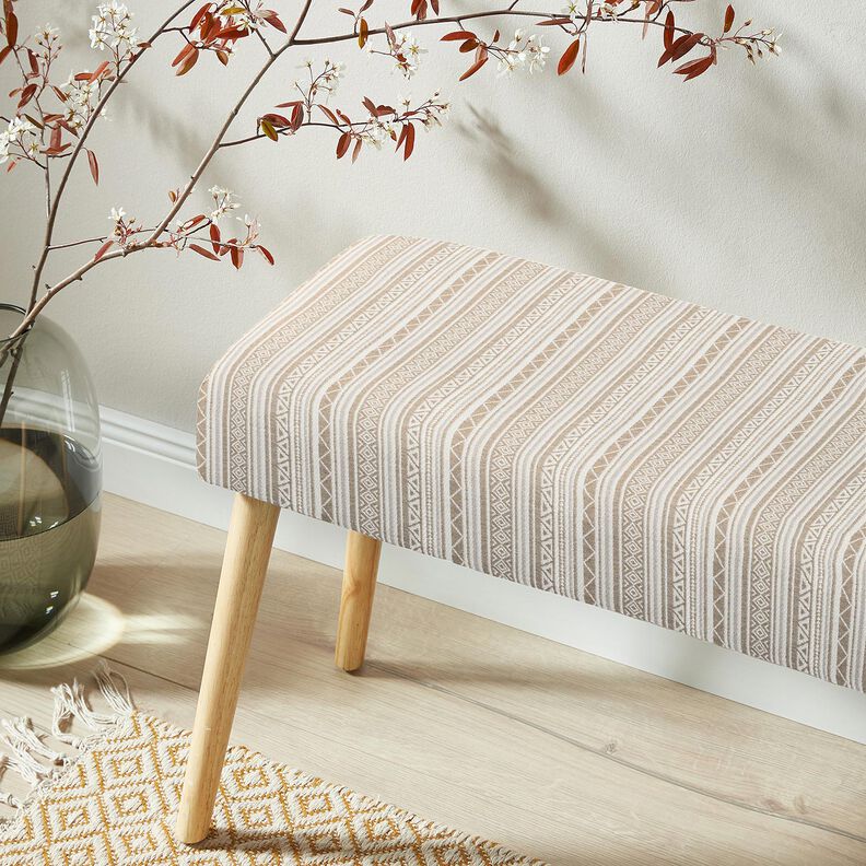 Tecido para decora&ccedil;&atilde;o Jacquard Riscas &eacute;tnicas &ndash; an&eacute;mona/branco sujo,  image number 5